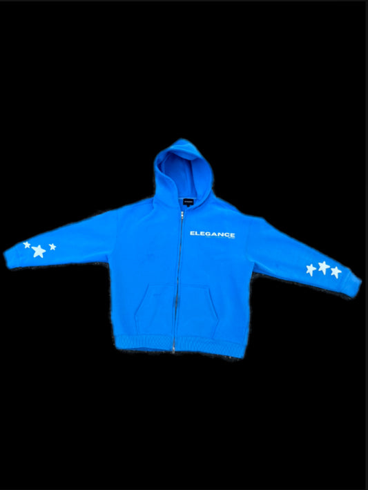 Blue double zip hoodie